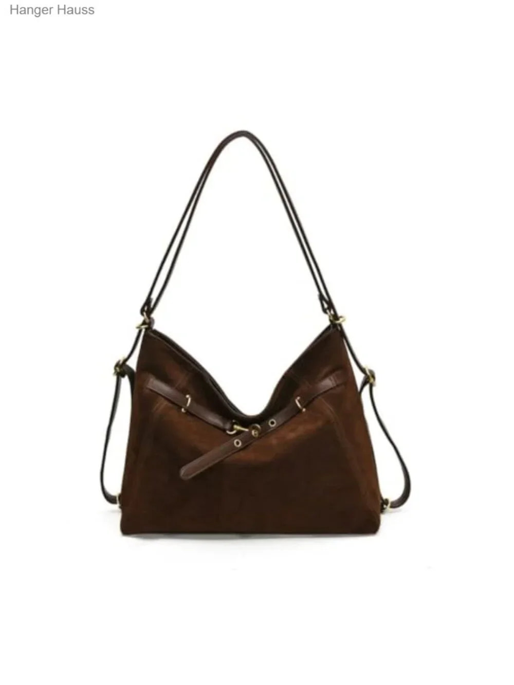 Suede PU Leather Double-Sided Convertible Hobo Tote Backpack Large